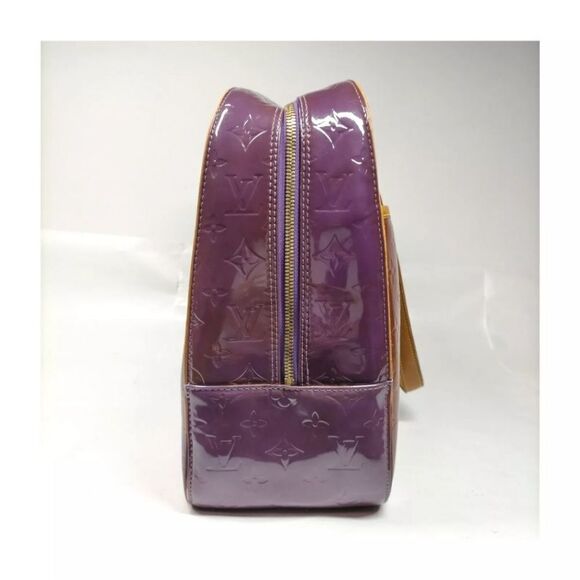 Authentic Louis Vuitton LV Hand Bag M91081 Sutton Purple/Bronze Vernis 2104323. - Picture 3 of 9